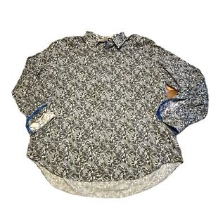 Robert Graham Shirt Mens XL-2X Hawaiian Floral Long Sleeve Stretch Flip Cuff‎
